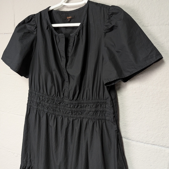 Quince 100% Organic Cotton Poplin Tiered Maxi Dress Black Size L - Picture 3 of 11